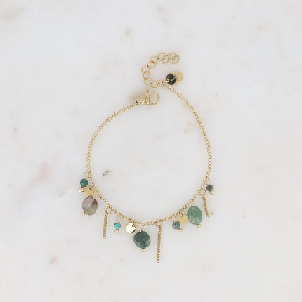 Bracelet Alice - pierres naturelles et pampilles rondes