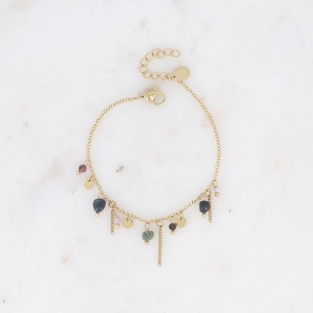 Bracelet Alice - pierres naturelles et pampilles rondes