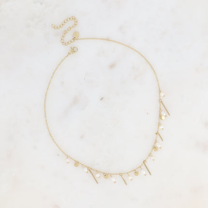 Collier - perles d'eau douce et pampilles rondes