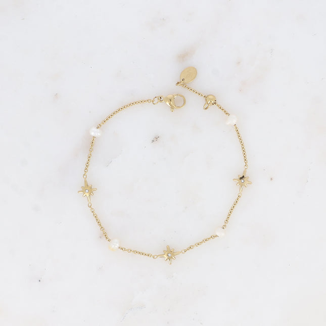 Bracelet Zela - perles d'eau douce et étoiles du Nord avec oxyde de zirconium