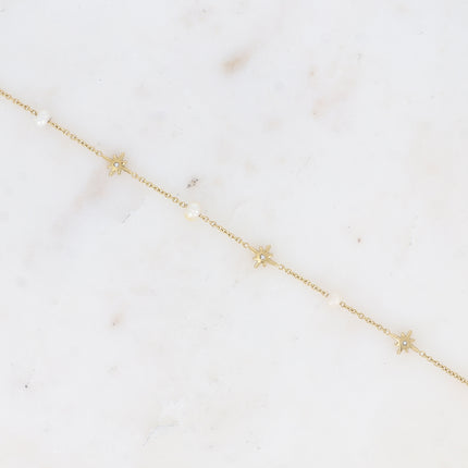 Bracelet Zela - perles d'eau douce et étoiles du Nord avec oxyde de zirconium