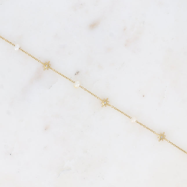 Bracelet Zela - perles d'eau douce et étoiles du Nord avec oxyde de zirconium
