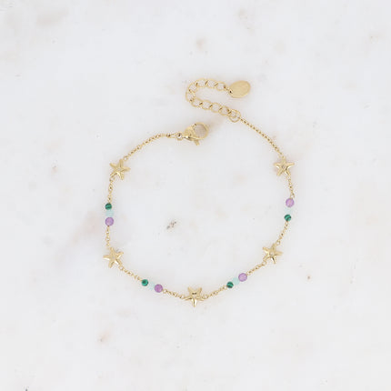 Bracelet - pampilles étoilées et pierres naturelles
