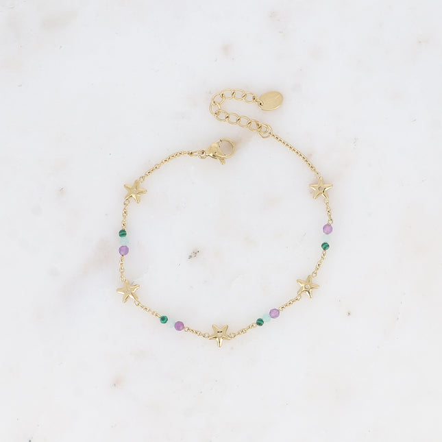 Bracelet - pampilles étoilées et pierres naturelles