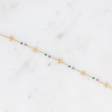 Bracelet - pampilles étoilées et pierres naturelles