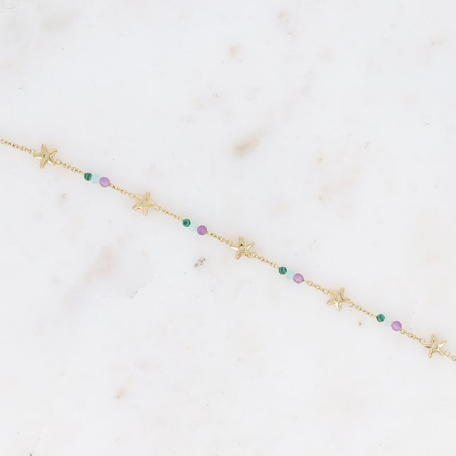 Bracelet - pampilles étoilées et pierres naturelles
