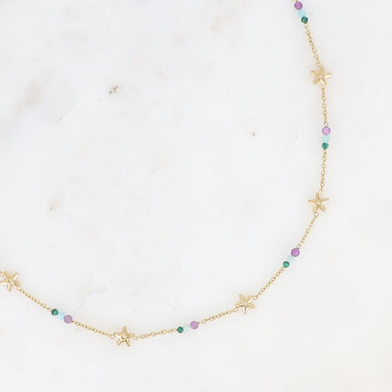 Collier - pampilles étoilées et pierres naturelles