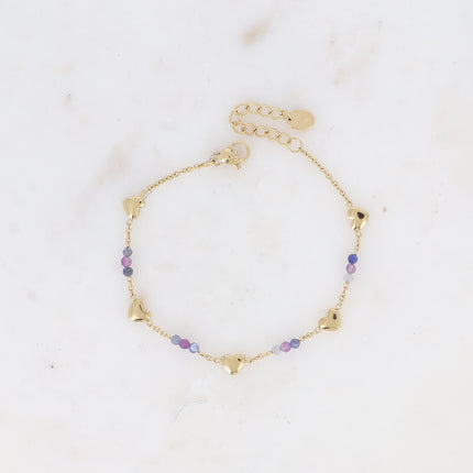 Bracelet - pampilles coeurs et pierres naturelles
