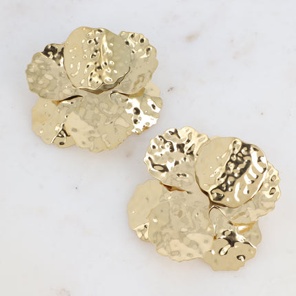 Boucles puces Valéria XL - feuillage texturée et pétales empilées