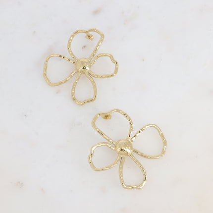 Boucles puces - grande pièce florale à 4 pétales ajourées