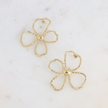 Boucles puces - grande pièce florale à 4 pétales ajourées