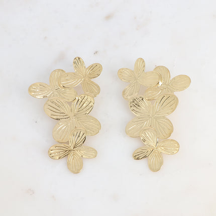 Boucles puces Lucile L - 1 pièce de 4 trèfles texturés 5x8cm