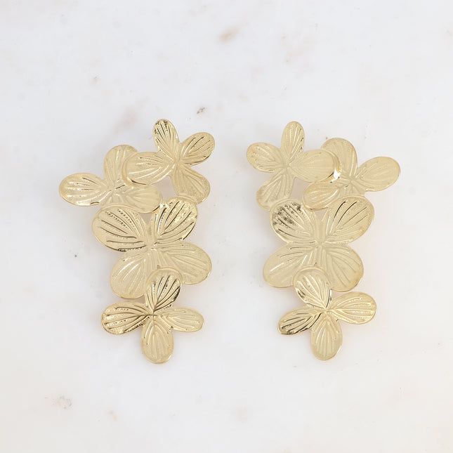 Boucles puces Lucile L - 1 pièce de 4 trèfles texturés 5x8cm