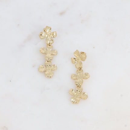 Boucles pendantes Adèle - 3 feuillages texturés