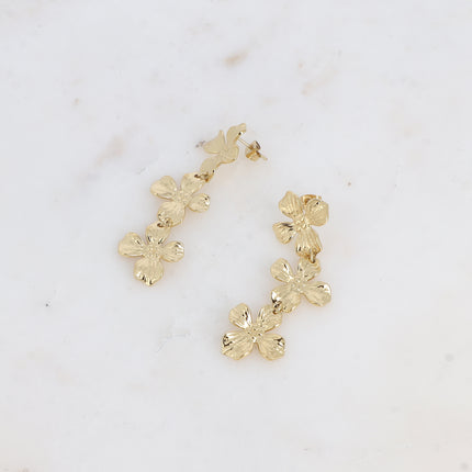 Boucles pendantes Adèle - 3 feuillages texturés