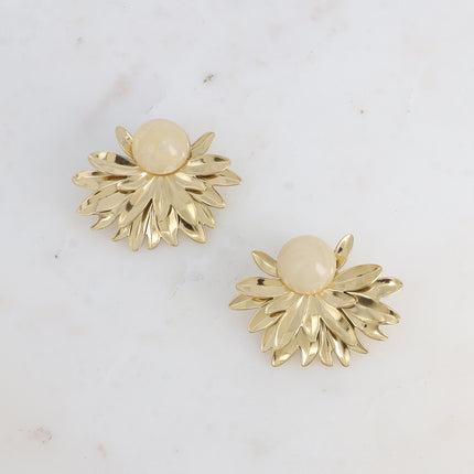 Boucles puces - multi feuillage et cabochon en acétate