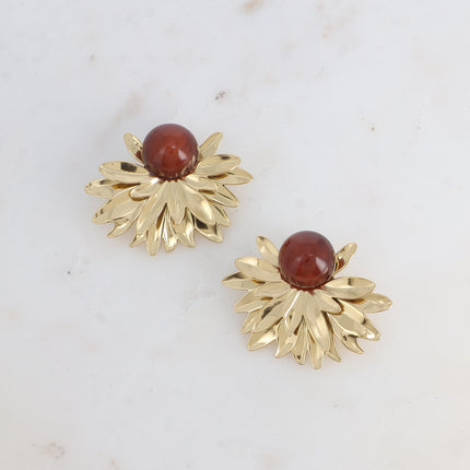 Boucles puces - multi feuillage et cabochon en acétate