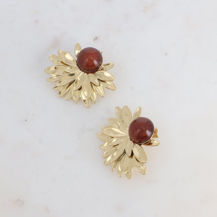 Boucles puces - multi feuillage et cabochon en acétate