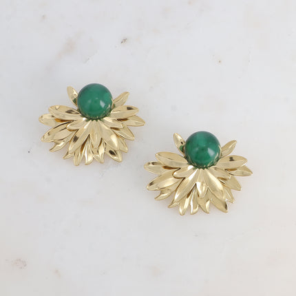 Boucles puces - multi feuillage et cabochon en acétate