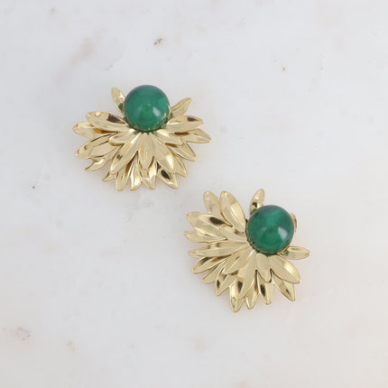 Boucles puces - multi feuillage et cabochon en acétate