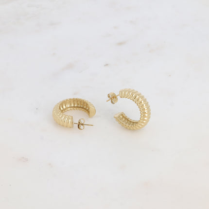 Hoop earrings - wide grooved ring 25mm