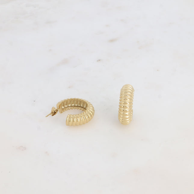 Hoop earrings - wide grooved ring 25mm