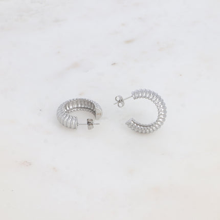Hoop earrings - wide grooved ring 25mm