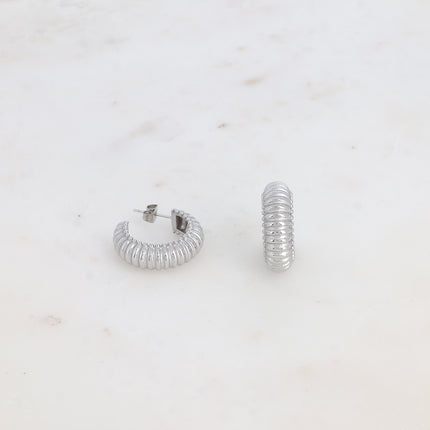 Hoop earrings - wide grooved ring 25mm