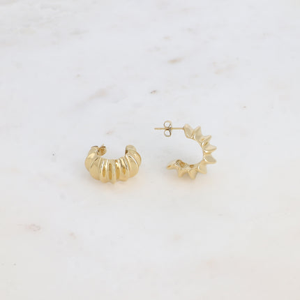 Hoop earrings - wide grooved ring with a textured effect, 22mm