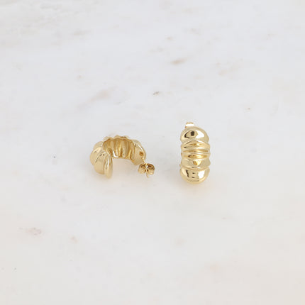 Hoop earrings - wide grooved ring with a textured effect, 22mm