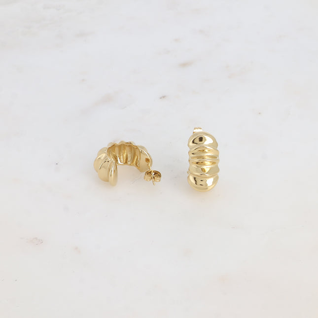 Hoop earrings - wide grooved ring with a textured effect, 22mm