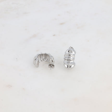 Hoop earrings - wide grooved ring with a textured effect, 22mm