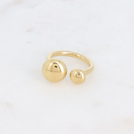 Bague ouverte - 2 boules aplaties