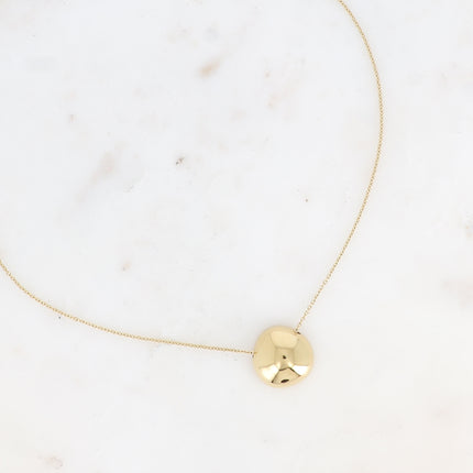Collier Sidia - maille forçat et pendentif demi boule incurvée traversante