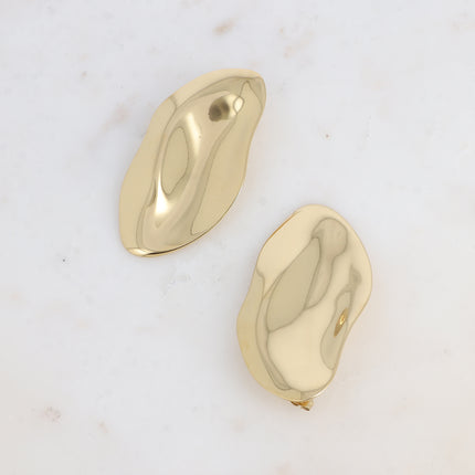 Stud earrings - large piece, lightly hammered