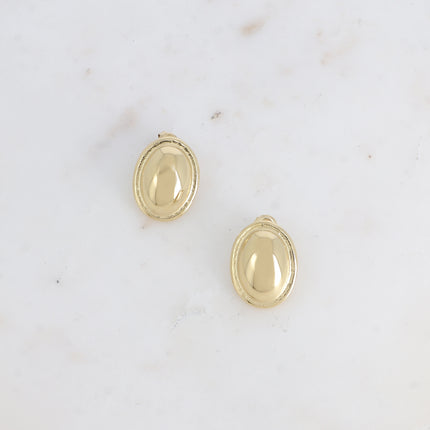 Stud earrings - small oval domed piece and mirror