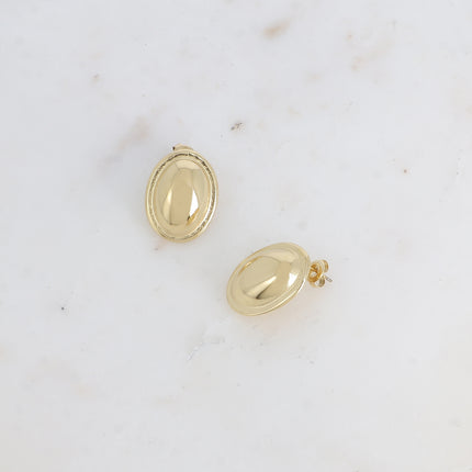 Stud earrings - small oval domed piece and mirror