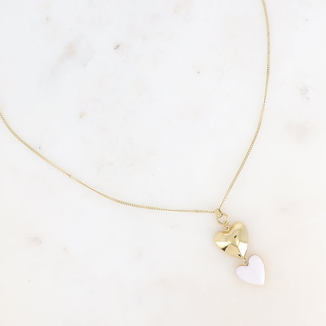 Valencian Necklace - double heart, mirror-smooth and enameled