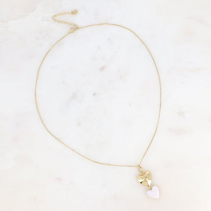 Collier Valenciane - double coeur, lisse miroir et en émail