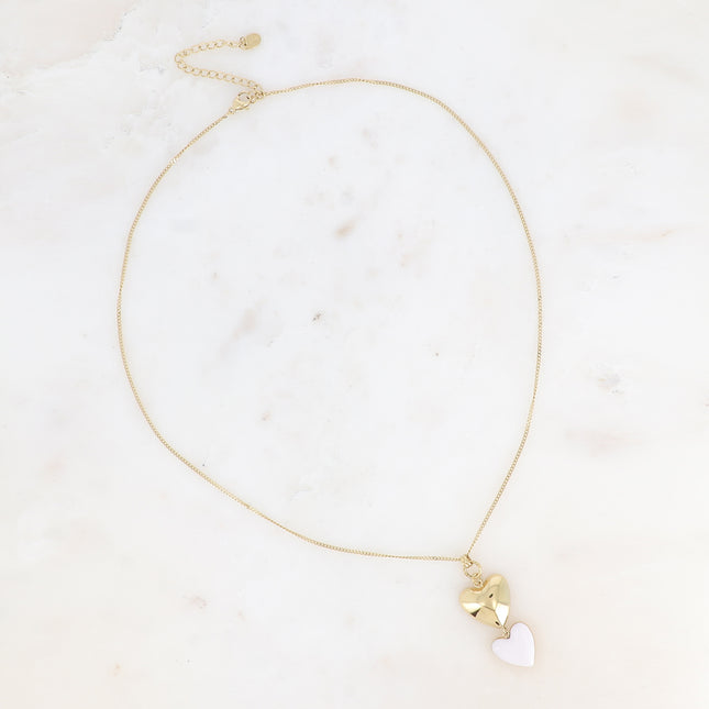 Valencian Necklace - double heart, mirror-smooth and enameled
