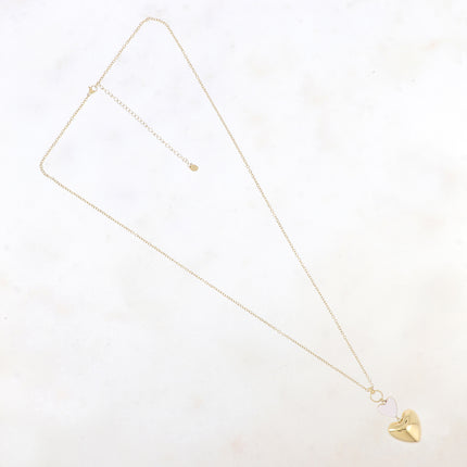 Sautoir Valencia - double coeur, lisse miroir et en émail