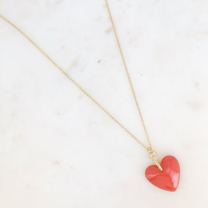 Sautoir Valencia - pendentif coeur en émail