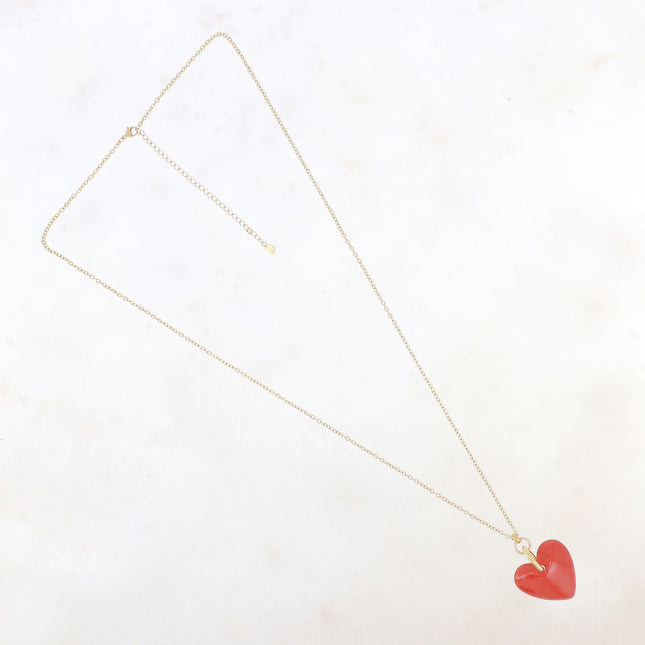 Sautoir Valencia - pendentif coeur en émail