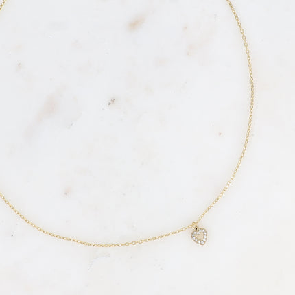 Collier - mini pendentif coeur serti d'oxydes de zirconium
