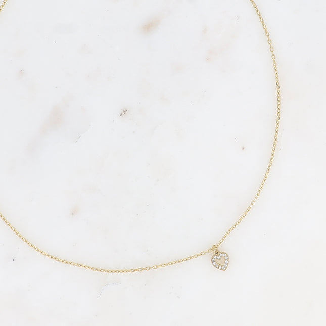 Collier - mini pendentif coeur serti d'oxydes de zirconium