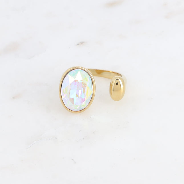 Bague ouverte - cristal taillé ovale 10x14mm