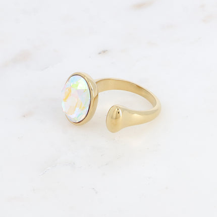 Bague ouverte - cristal taillé ovale 10x14mm