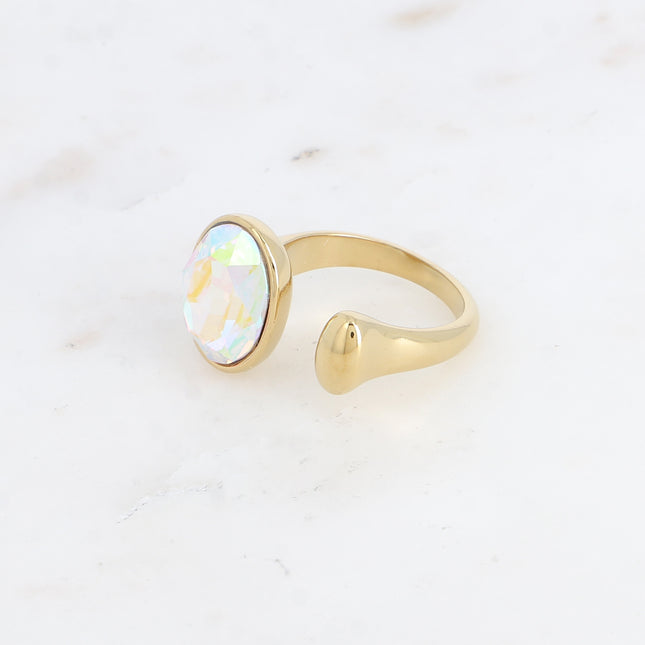 Bague ouverte - cristal taillé ovale 10x14mm