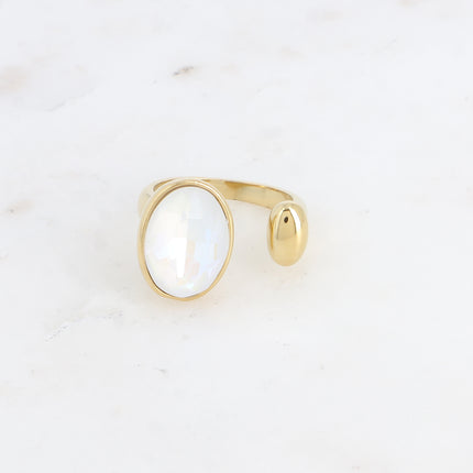 Bague ouverte - cristal taillé ovale 10x14mm