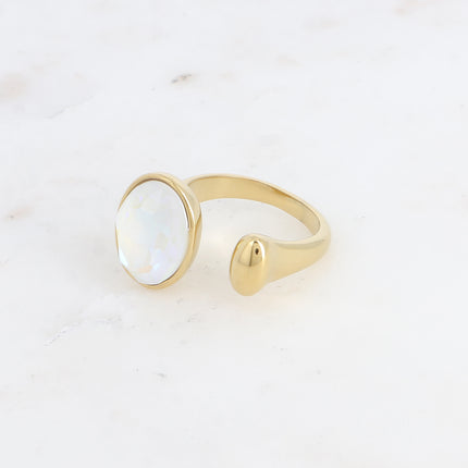 Bague ouverte - cristal taillé ovale 10x14mm